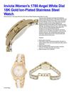  Invicta Women's 1780 Angel White Dial 18K Gold Ion-Plated Stainless Steel Watch 