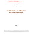 Karl Marx : introduction à la critique de l'économie politique (1857)