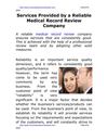 Services Provided by a Reliable Medical Record Review Company