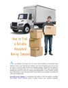 How to Find a Reliable Household Moving Company