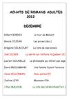 Décembre 2012: Nouveautés romans bibliothèque de la Jubaudière