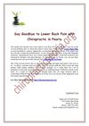 Say Goodbye to Lower Back Pain with Chiropractic in Peoria The