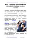 MOS Providing Innovative and Affordable Medical Review Services