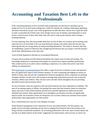 Accounting and Taxation Best Left to the Professionals