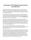 Advantages Of The Digital Sound And also Voice Recorder
