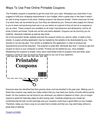 Ways To Use Free Online Printable Coupons