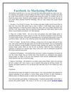 Facebook As Marketing Platform