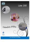 Liste Chambres d'Hôtes 2013