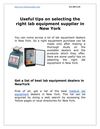 Useful tips on selecting the right lab equipment supplier in New York