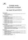 28 avril 2013 - compte-rendu du conseil municipal