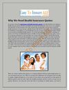 Why We Need Health Insurance Quotes