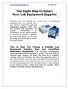 The Right Way to Select Your Lab Equipment Supplier