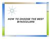 HOW TO CHOOSE THE BEST BINOCULARS