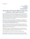 John W. Allen, Chief Executive Officer of Greater China Corporation, at China Leaders Forum 2013