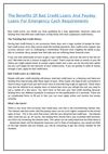 The Benefits Of Bad Credit Loans And Payday Loans For Emergency Cash Requirements