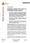 Nota de prensa: Aprobado el proyecto de la ley de seguridad privada en España.