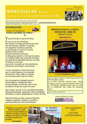 BOLETIN MIERCOLES DE POESIA N 5  30 OCTUBRE 2013