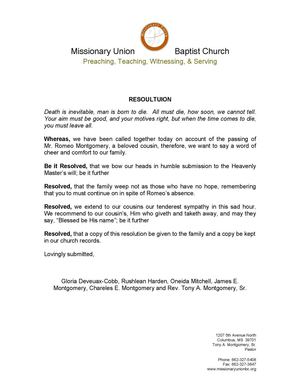 Calaméo - Missionary Union Baptist Church Resolution