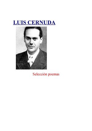 LUIS CERNUDA Donde Habite El Olvido