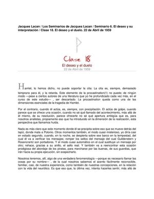 Lacan Seminario 6 Clase18 El Deseo Y El Duelo