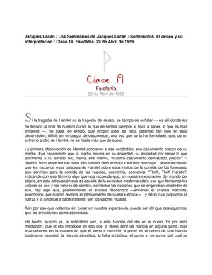 Lacan Seminario 6 Clase19 Falofahia